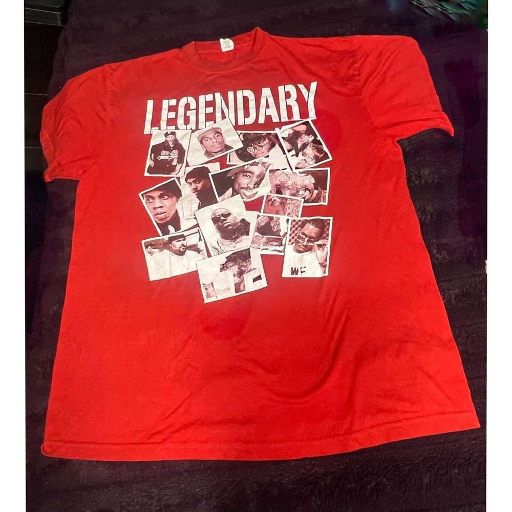 Legendary Rap Hip Hop Graphic Tee Shirt Red 4XL